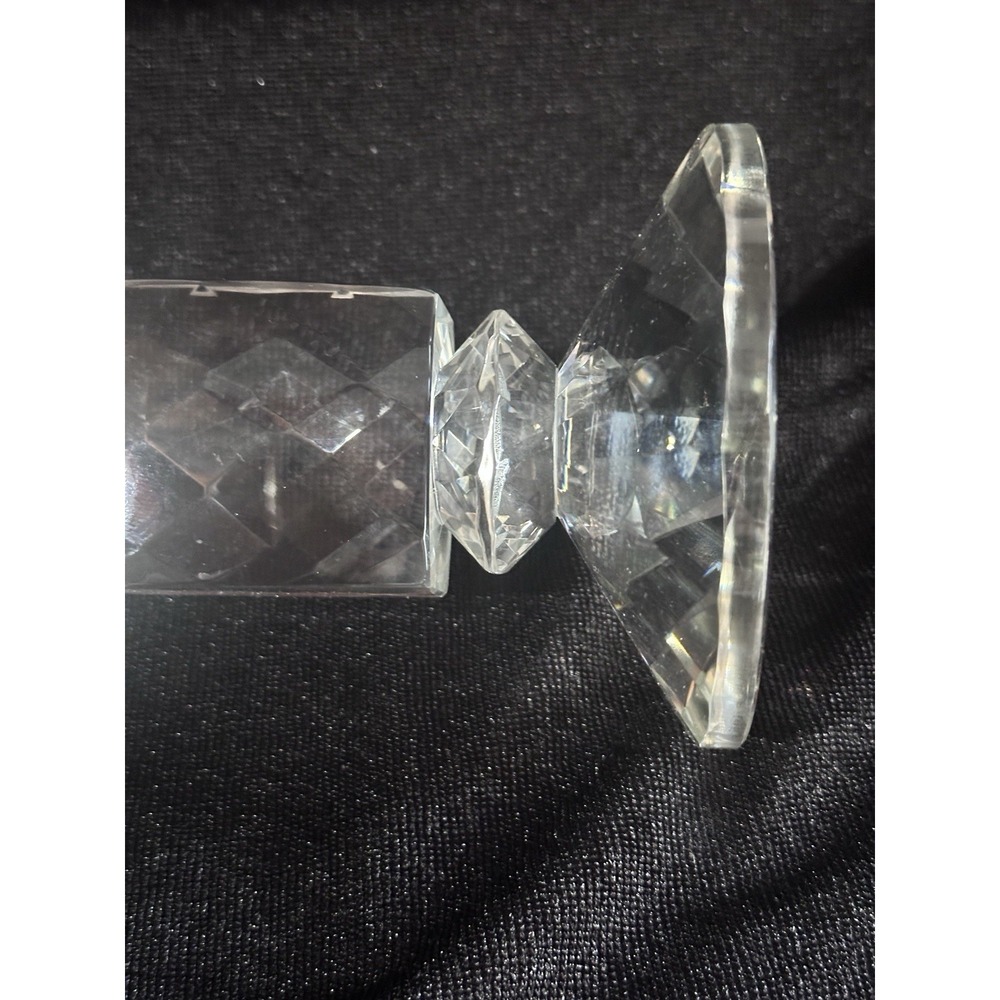 Lafayette Crystal candle holder 10 1/2" Beautiful Square Pattern Cut - Picture 13 of 16